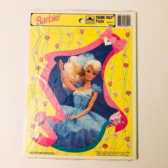 Vintage Golden Frame Tray Puzzles Barbie and Snow White and the Seven Dwarfs - Picture 2 of 16